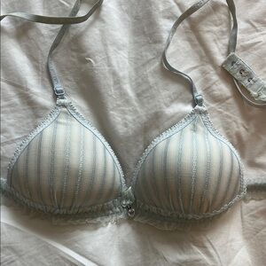 Vintage Elegant Striped Lace Trim Bra